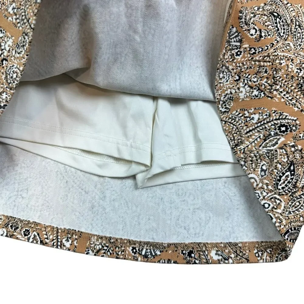 Printed Knit Denim Paisley Skort Sz XS Elastic Waist Isaac Mizrahi Live NWOT